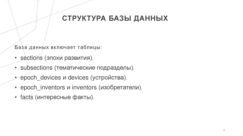 Структура базы данных