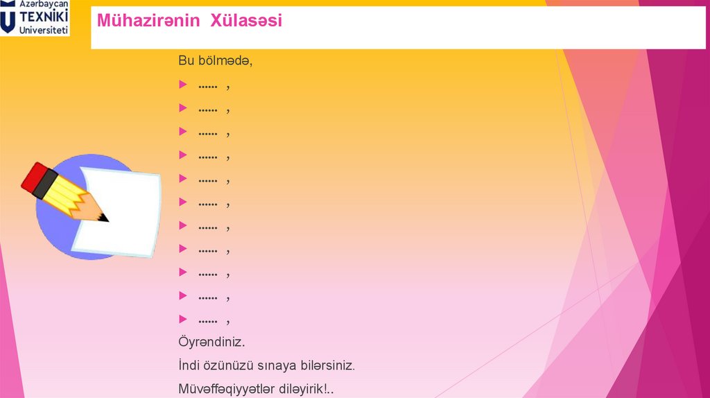Mühazirənin Xülasəsi
