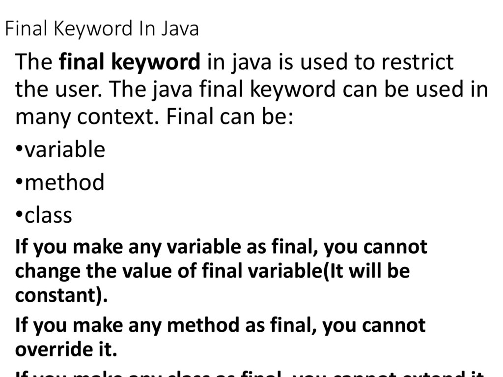 Final Keyword In Java