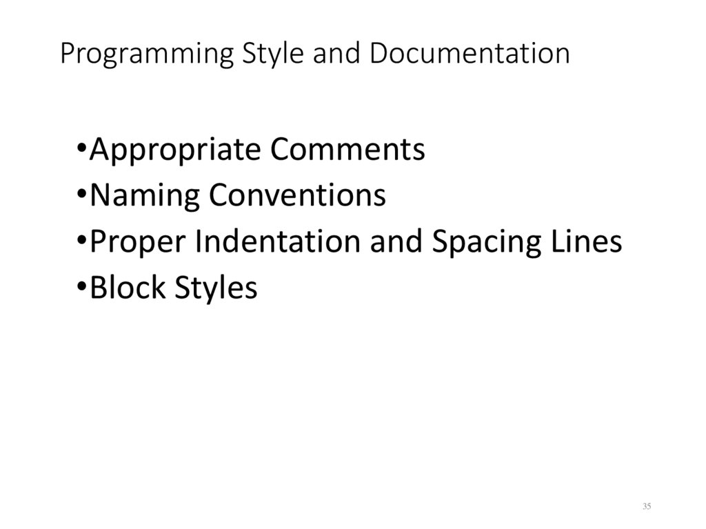 Programming Style and Documentation
