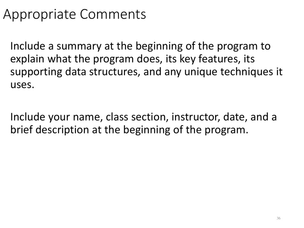 Appropriate Comments