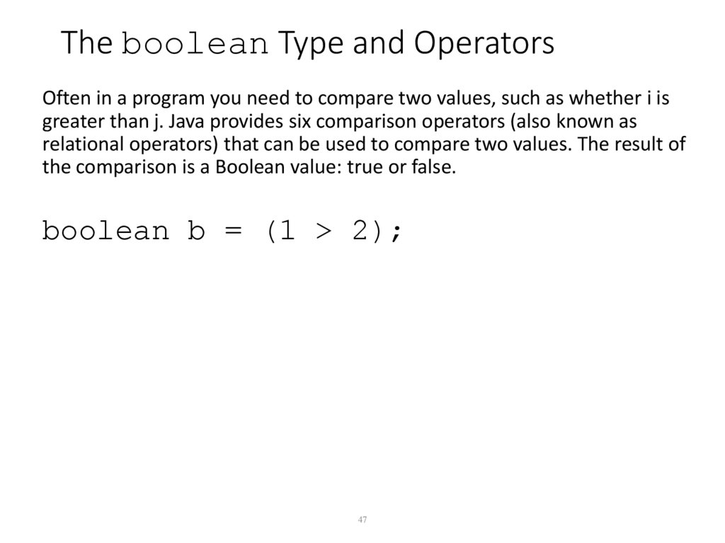 The boolean Type and Operators