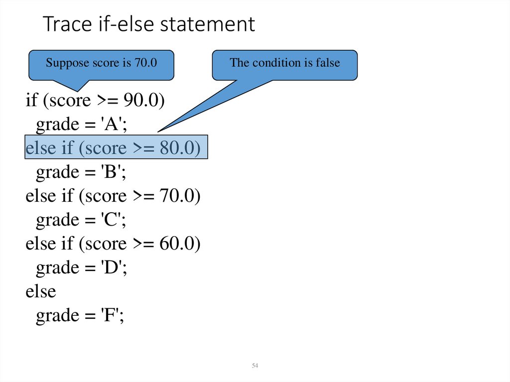 Trace if-else statement