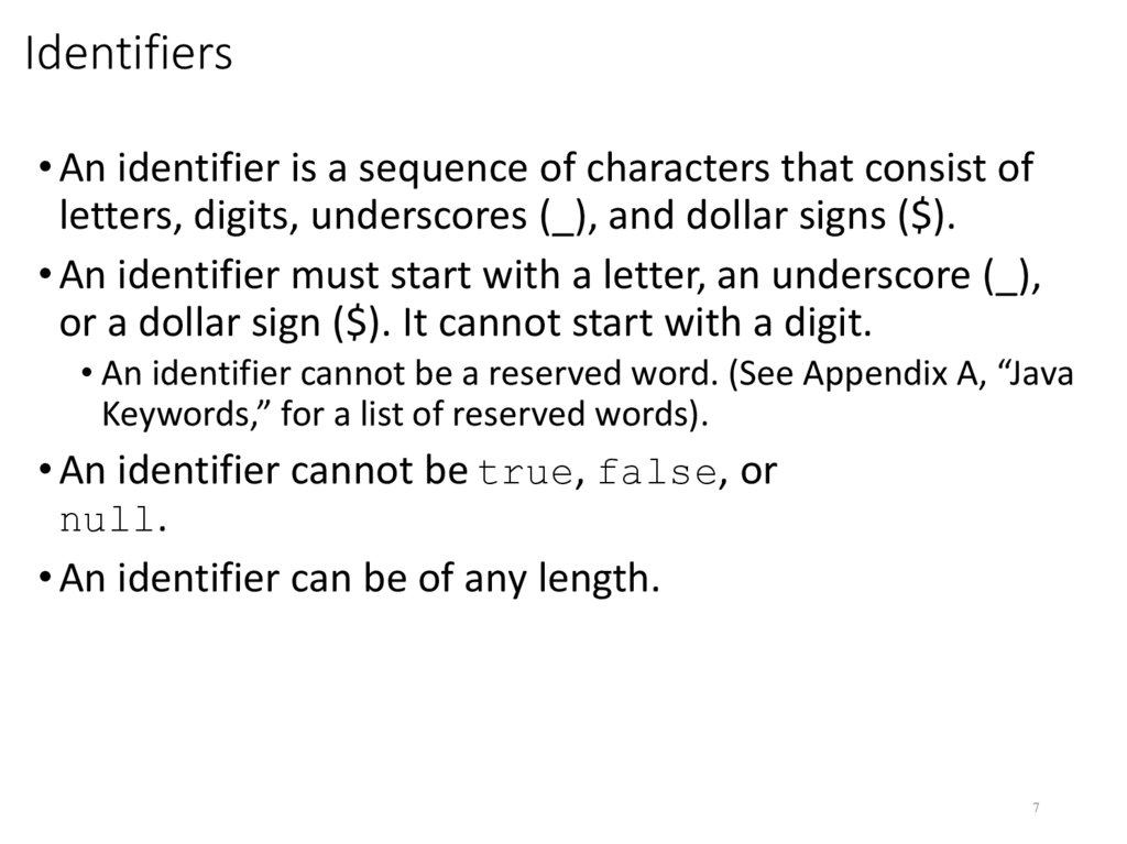 Identifiers