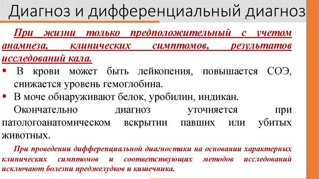 Диагноз и дифференциальный диагноз.