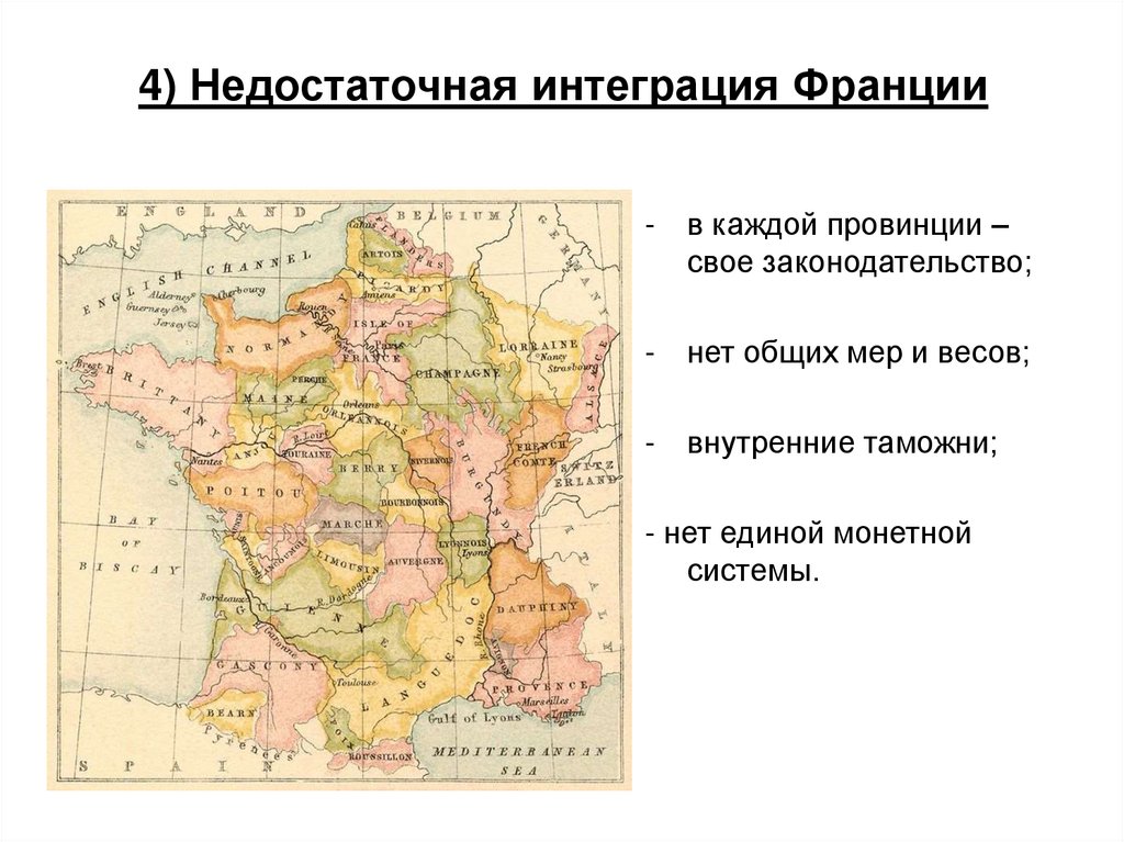 4) Недостаточная интеграция Франции