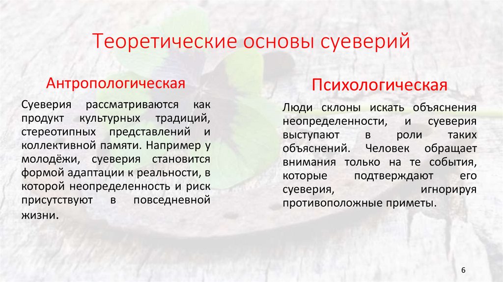 Теоретические основы суеверий