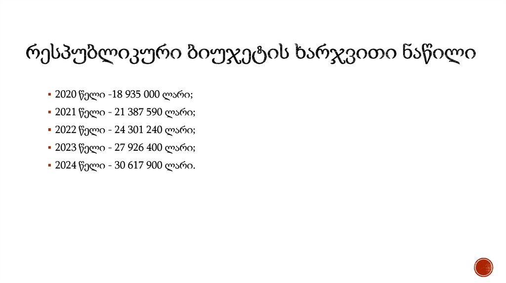 რესპუბლიკური ბიუჯეტის ხარჯვითი ნაწილი