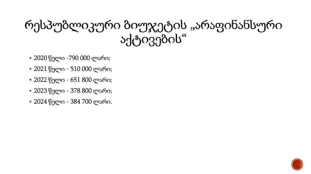 რესპუბლიკური ბიუჯეტის „არაფინანსური აქტივების“