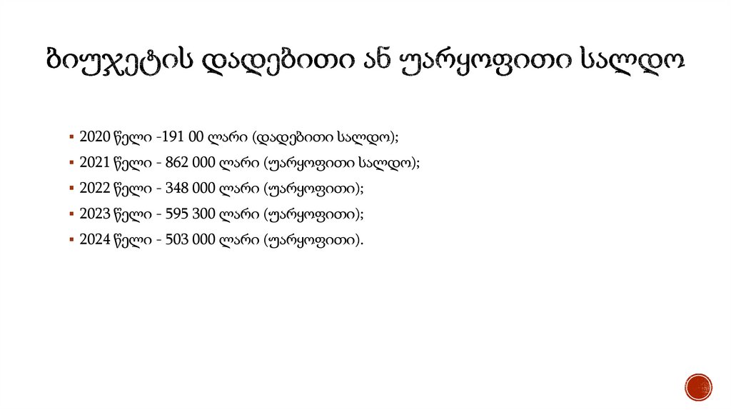 ბიუჯეტის დადებითი ან უარყოფითი სალდო