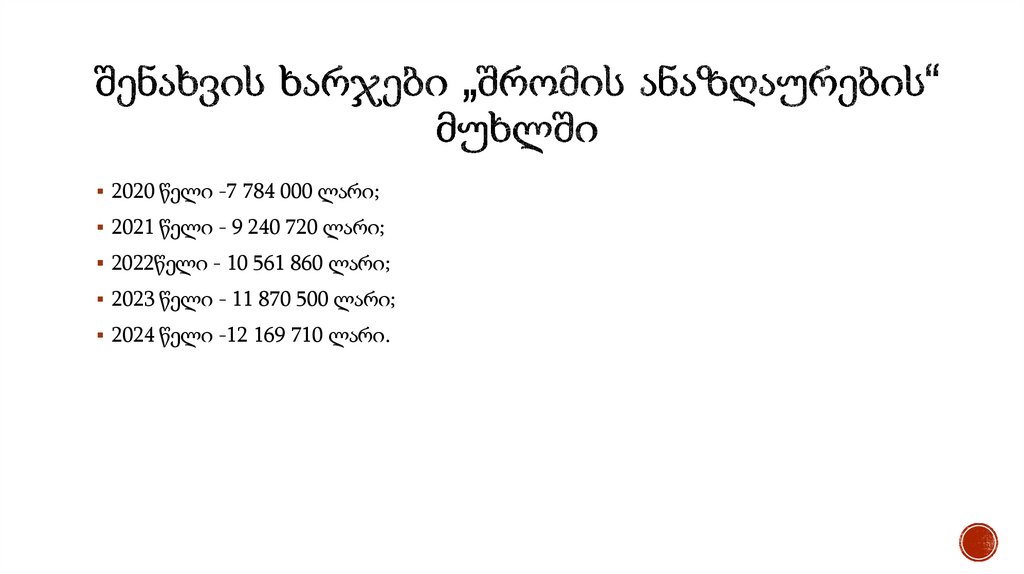 შენახვის ხარჯები „შრომის ანაზღაურების“ მუხლში