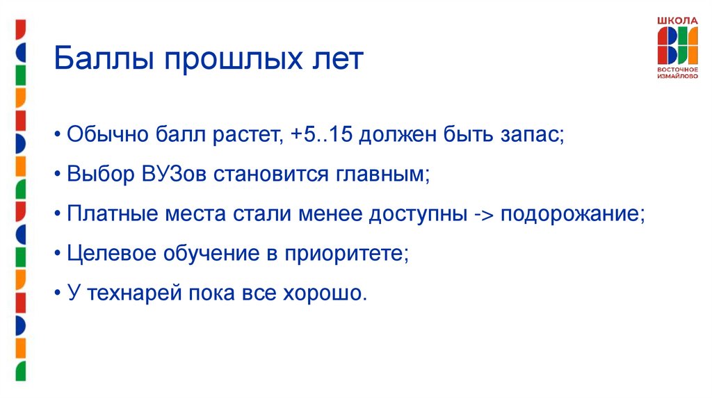 Баллы прошлых лет