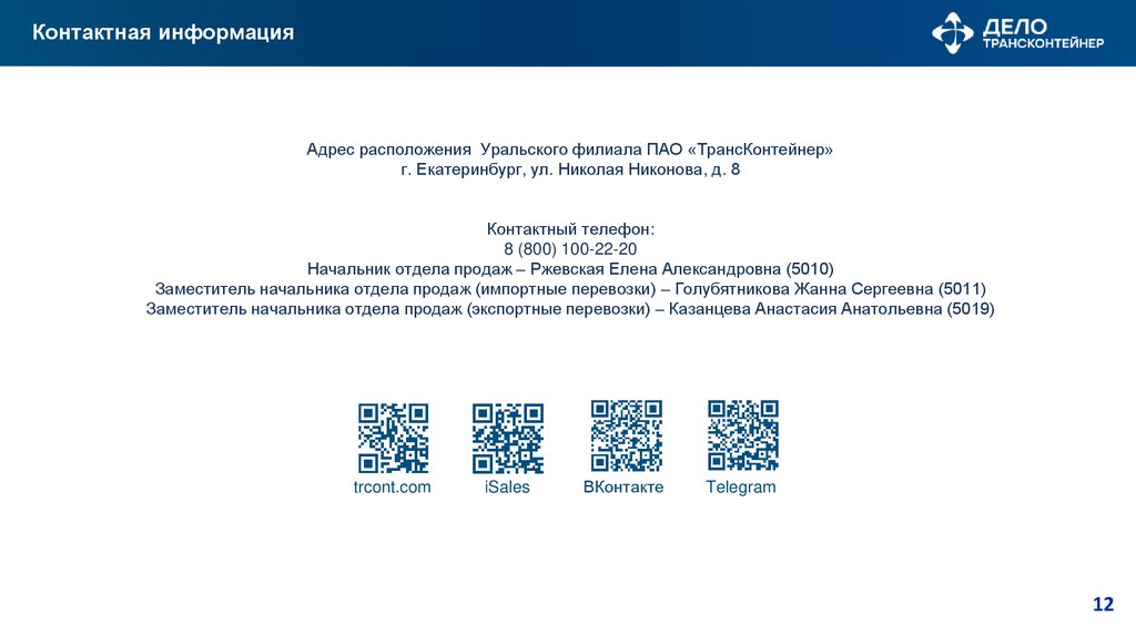 Контактная информация