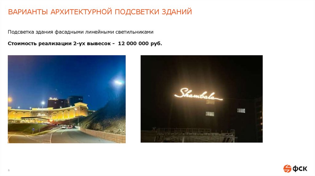 ВАРИАНТЫ АРХИТЕКТУРНОЙ ПОДСВЕТКИ ЗДАНИЙ