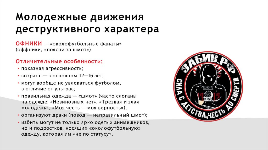 Молодежные движения деструктивного характера