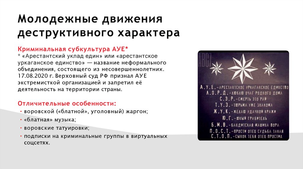 Молодежные движения деструктивного характера