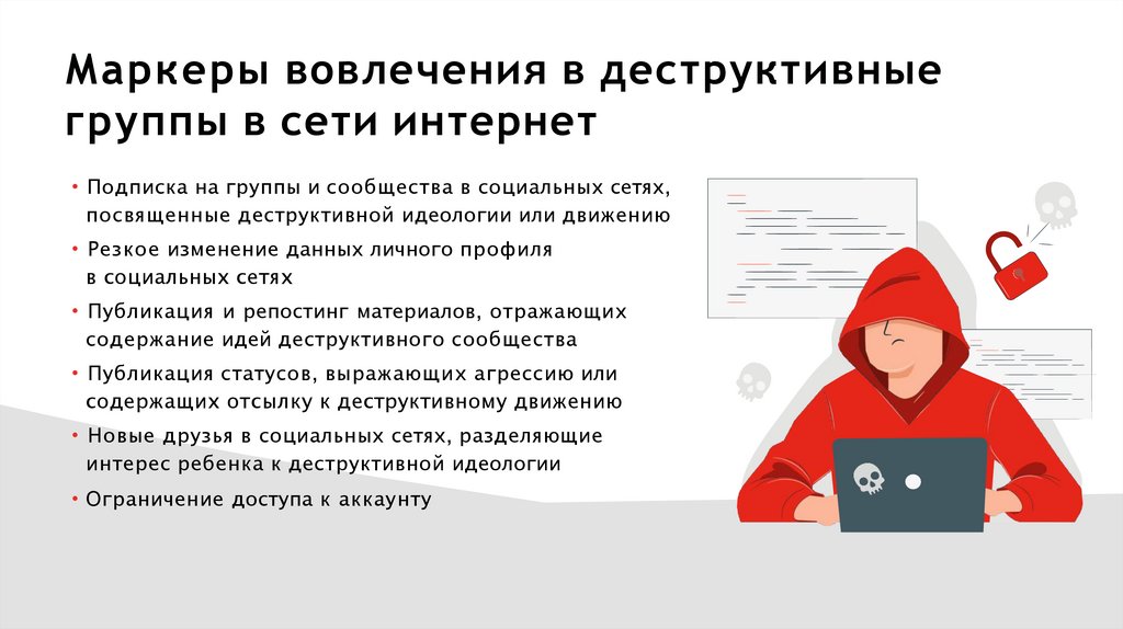 Маркеры вовлечения в деструктивные группы в сети интернет