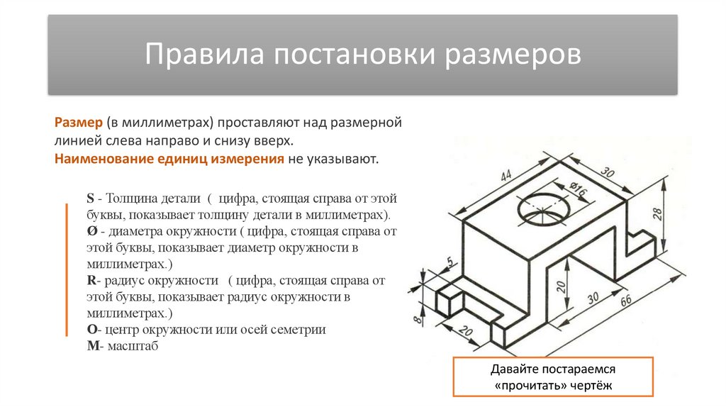Правила постановки размеров