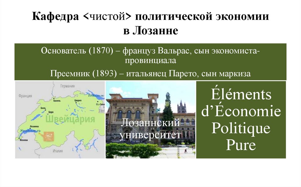 Кафедра <чистой> политической экономии в Лозанне