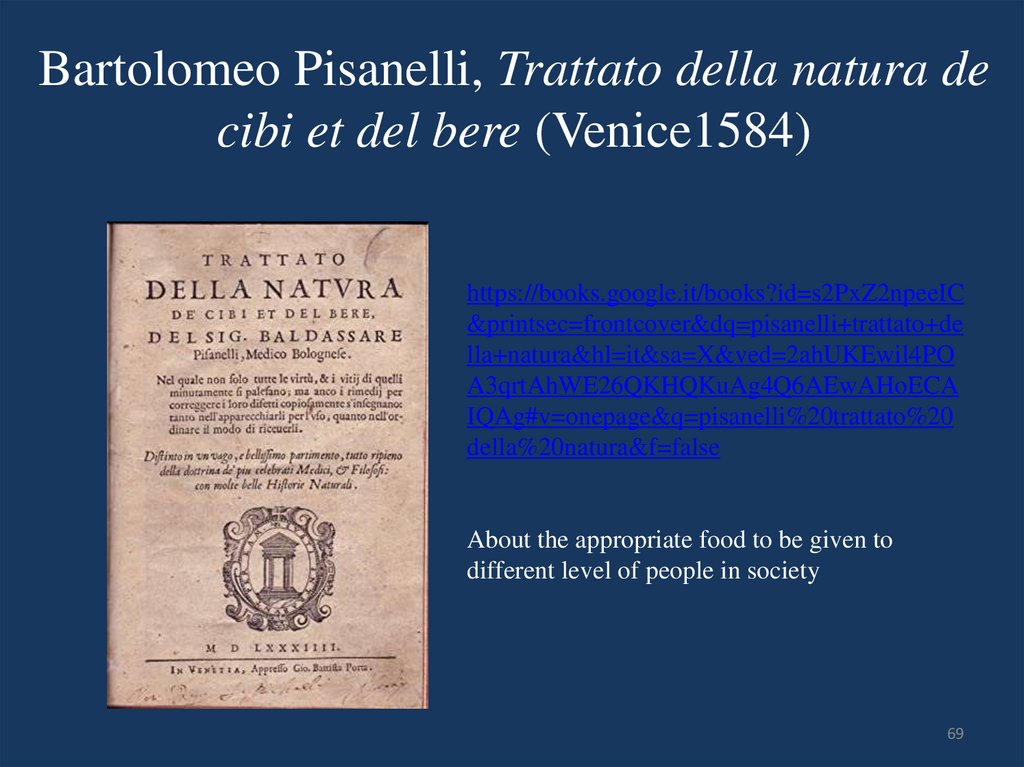 Bartolomeo Pisanelli, Trattato della natura de cibi et del bere (Venice1584)