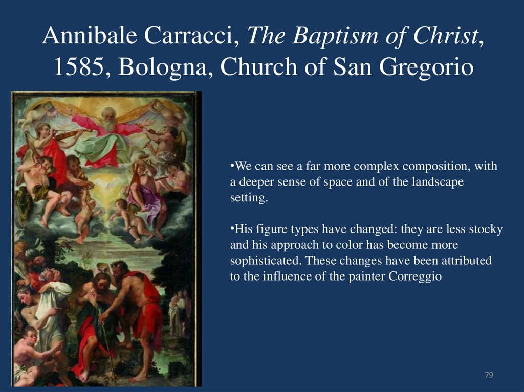 Annibale Carracci, The Baptism of Christ, 1585, Bologna, Church of San Gregorio