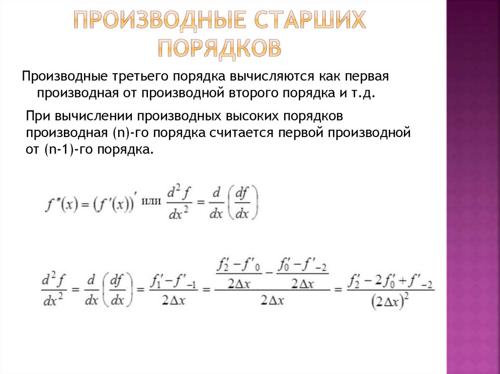 Производные старших порядков