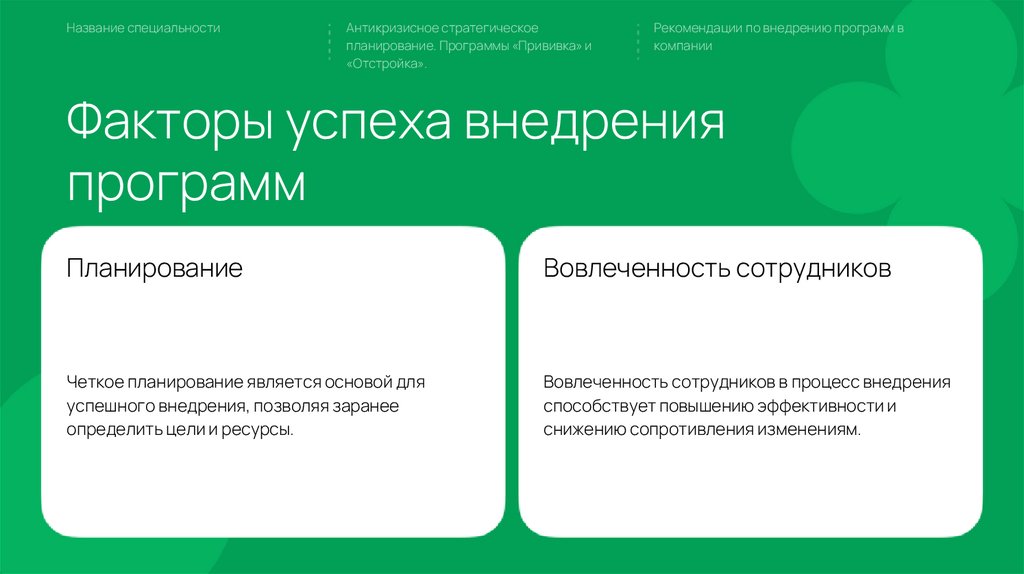 Факторы успеха внедрения программ