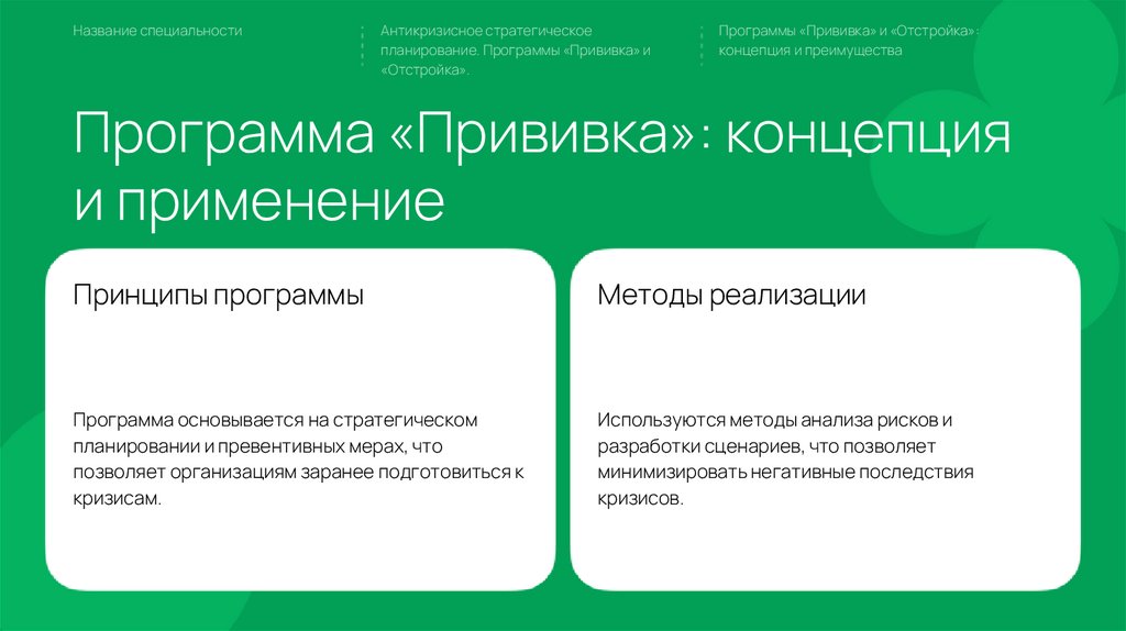 Программа «Прививка»: концепция и применение