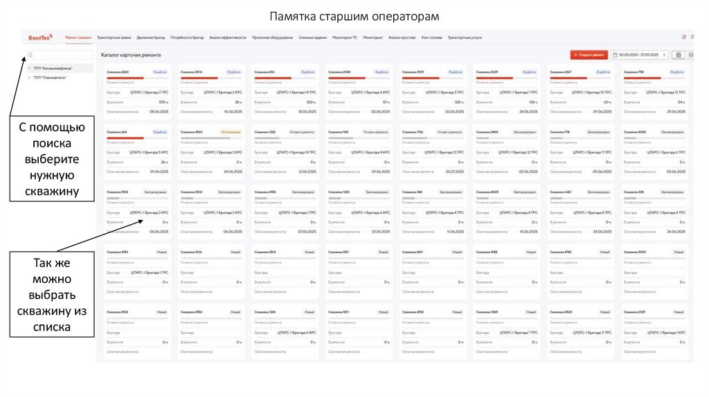 Памятка старшим операторам