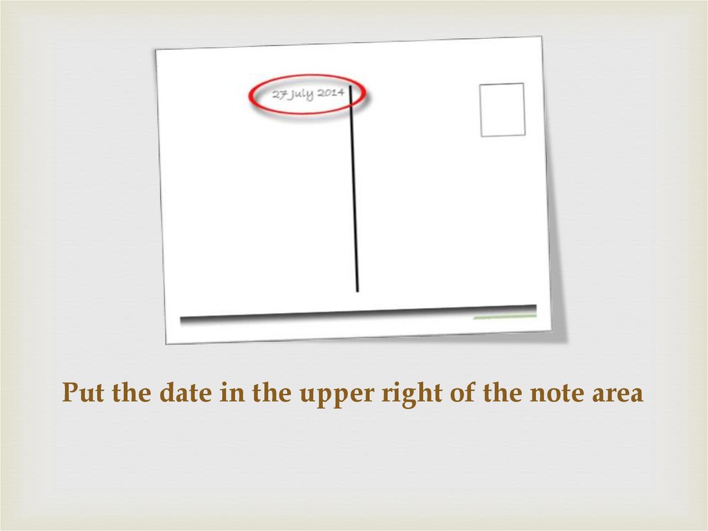 Put the date in the upper right of the note area