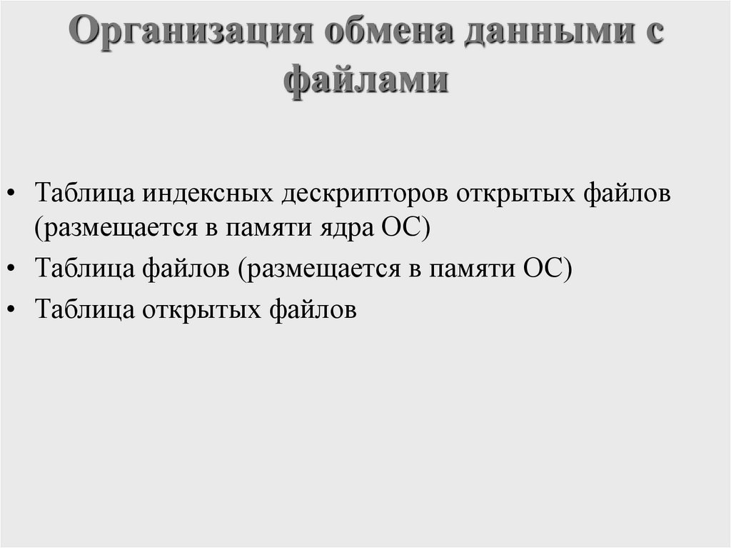 Организация обмена данными с файлами