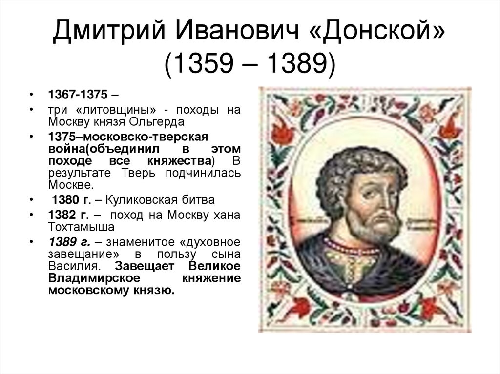 Дмитрий Иванович «Донской» (1359 – 1389)