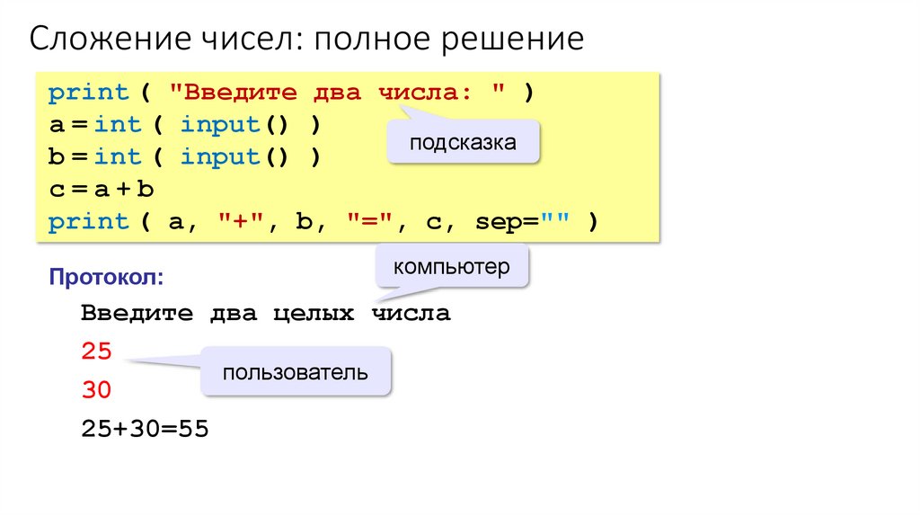 Сложение чисел: полное решение