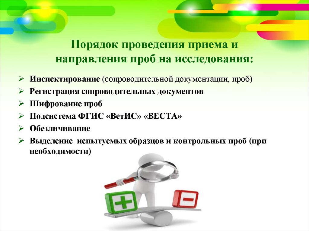 Порядок проведения приема и направления проб на исследования: