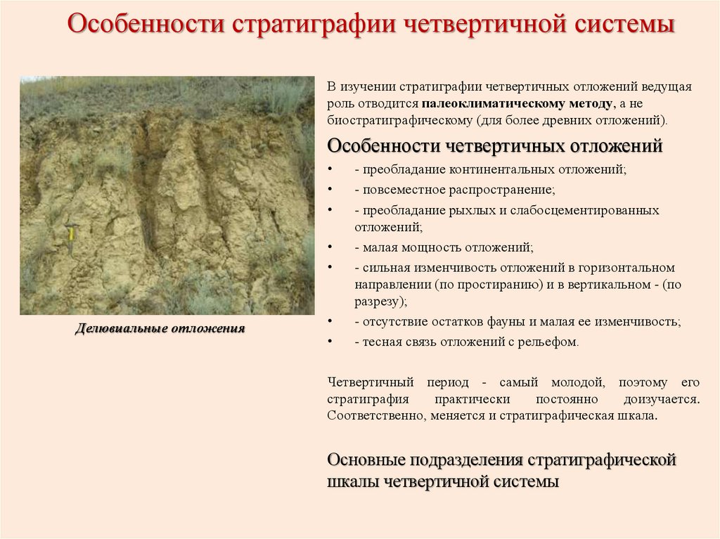Особенности стратиграфии четвертичной системы