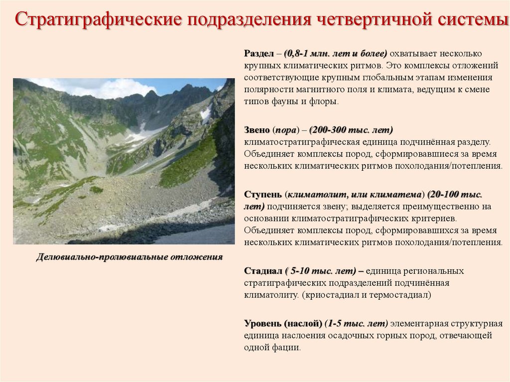 Стратиграфические подразделения четвертичной системы