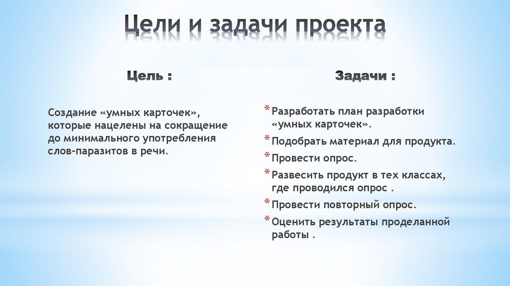 Цели и задачи проекта
