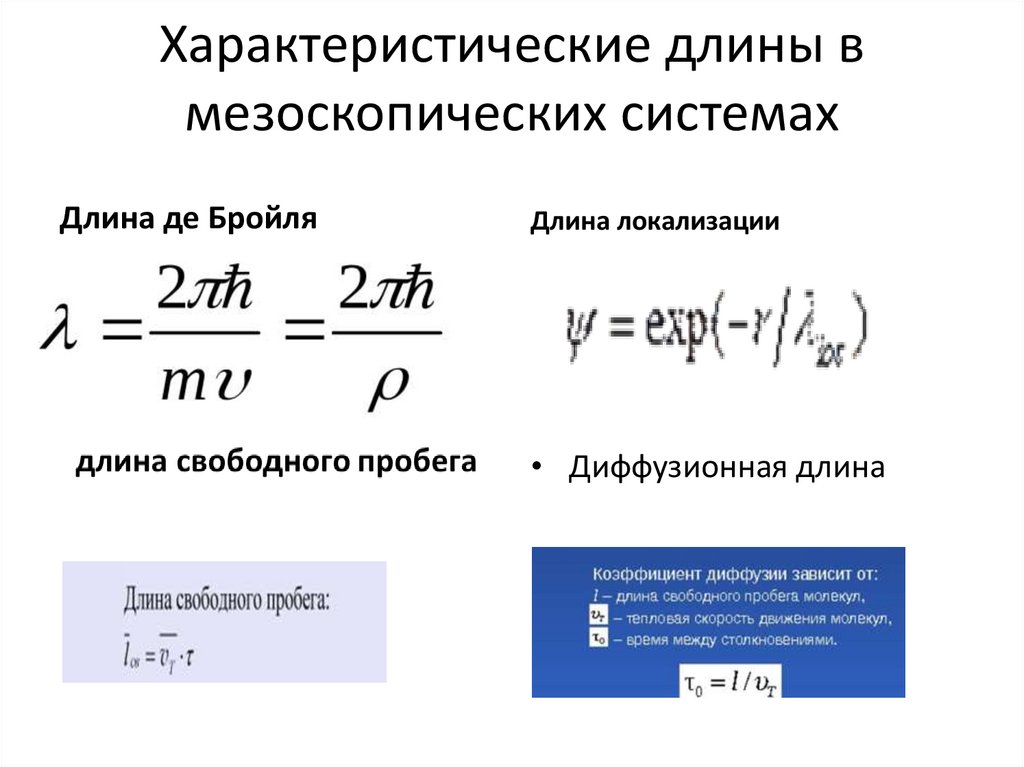 Характеристические длины в мезоскопических системах
