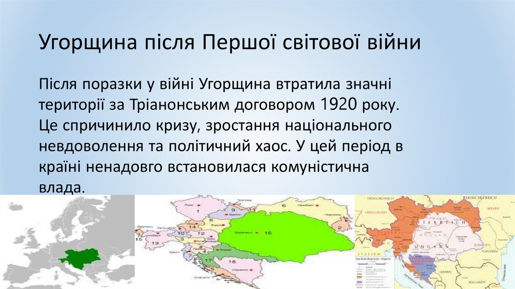 Угорщина після Першої світової війни