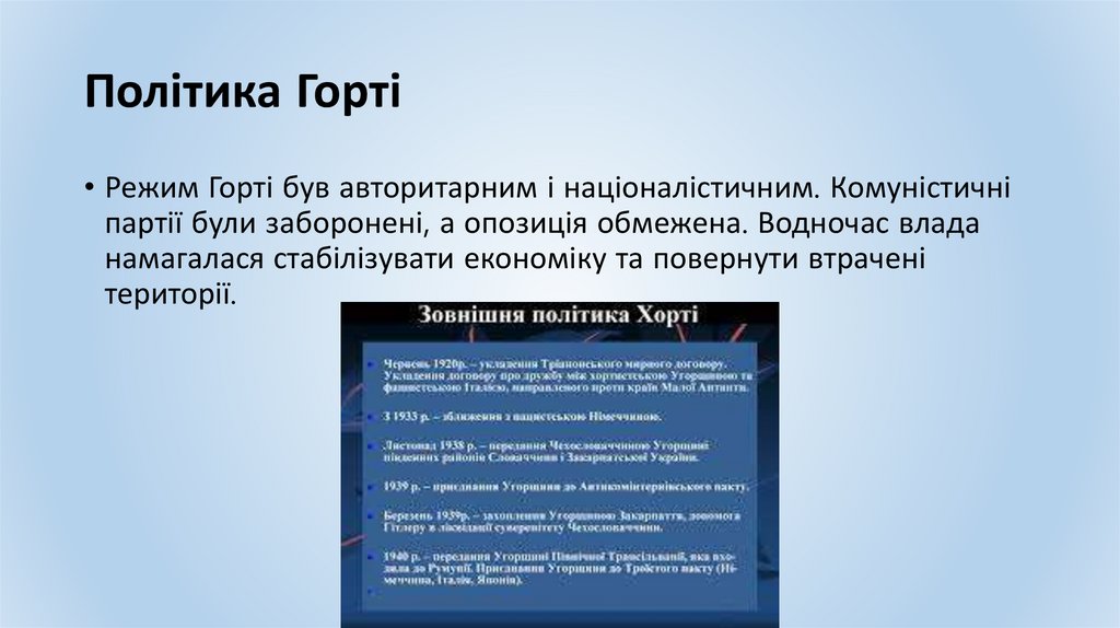 Політика Горті