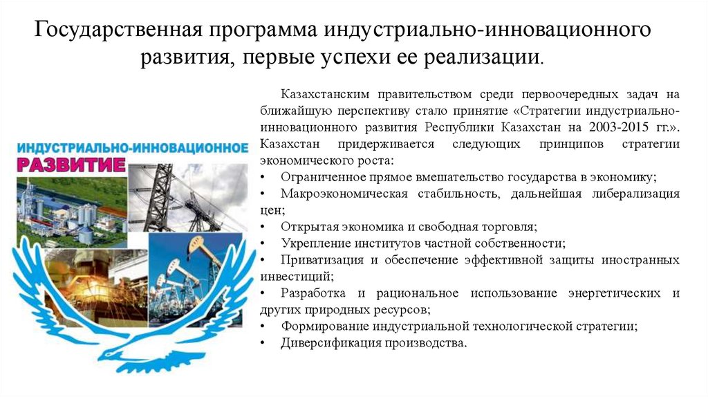 Государственная программа индустриально-инновационного развития, первые успехи ее реализации.