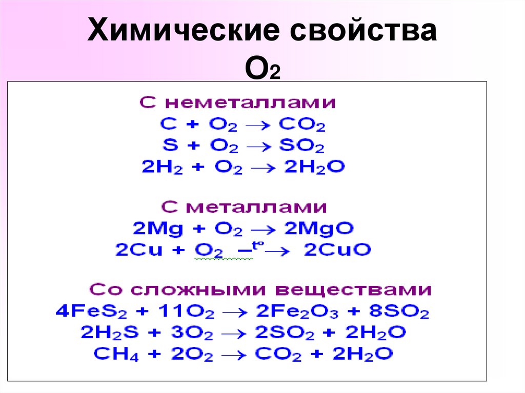 Химические свойства О2