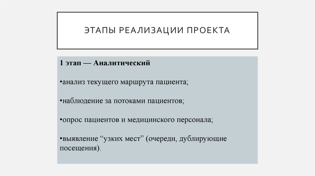 ЭТАПЫ РЕАЛИЗАЦИИ ПРОЕКТА