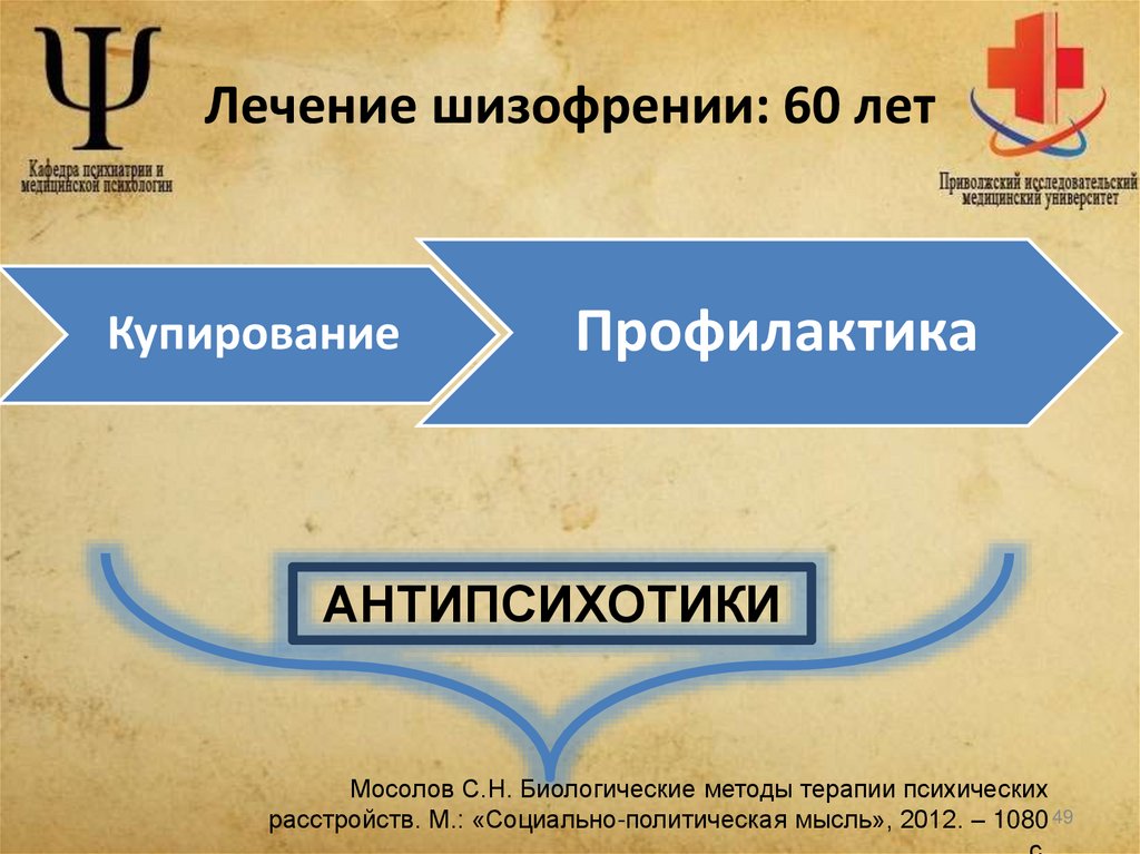 Лечение шизофрении: 60 лет