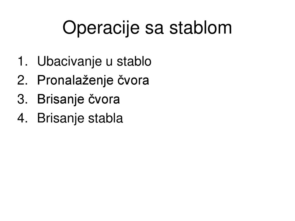 Operacije sa stablom