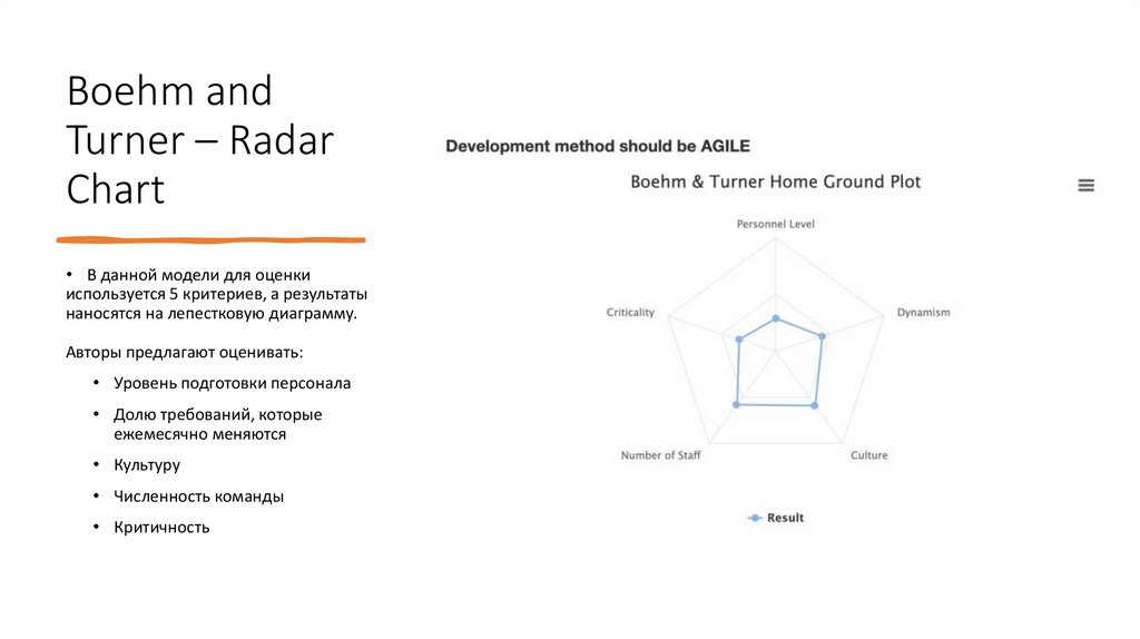 Boehm and Turner – Radar Chart