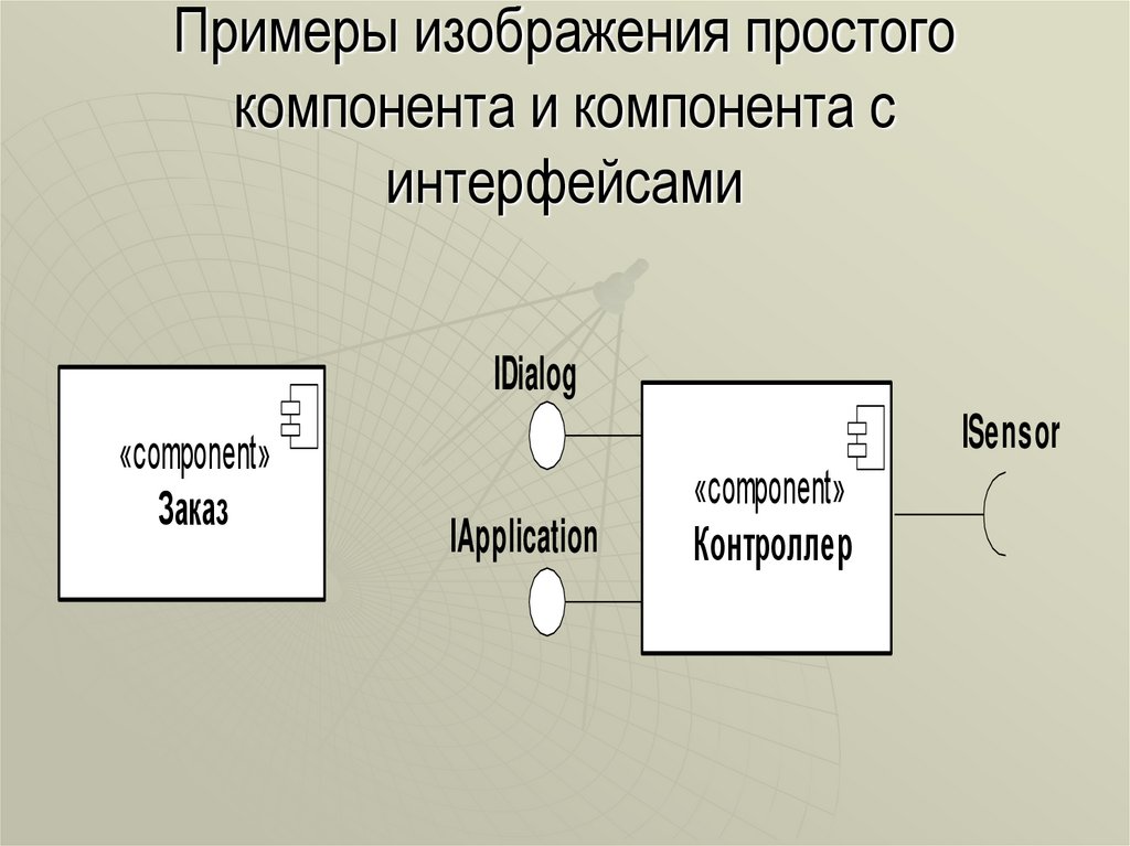 Примеры изображения простого компонента и компонента с интерфейсами