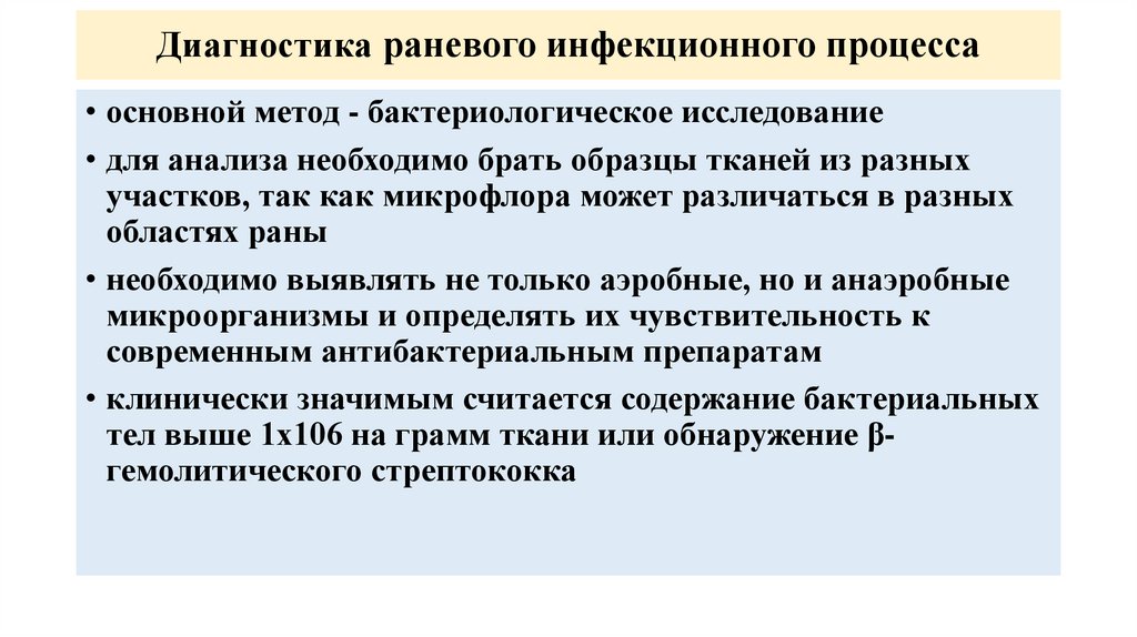 Диагностика раневого инфекционного процесса