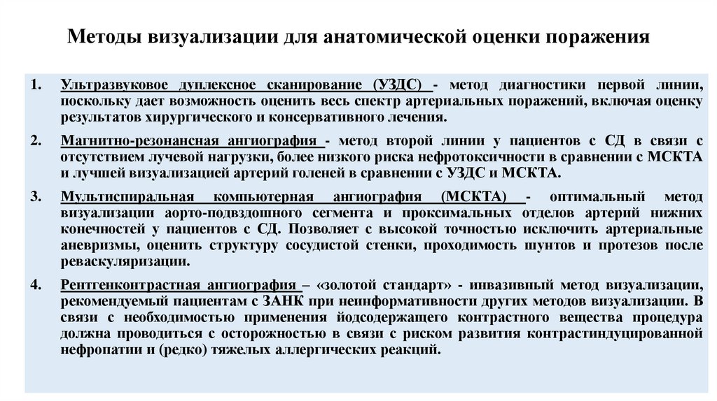 Методы визуализации для анатомической оценки поражения