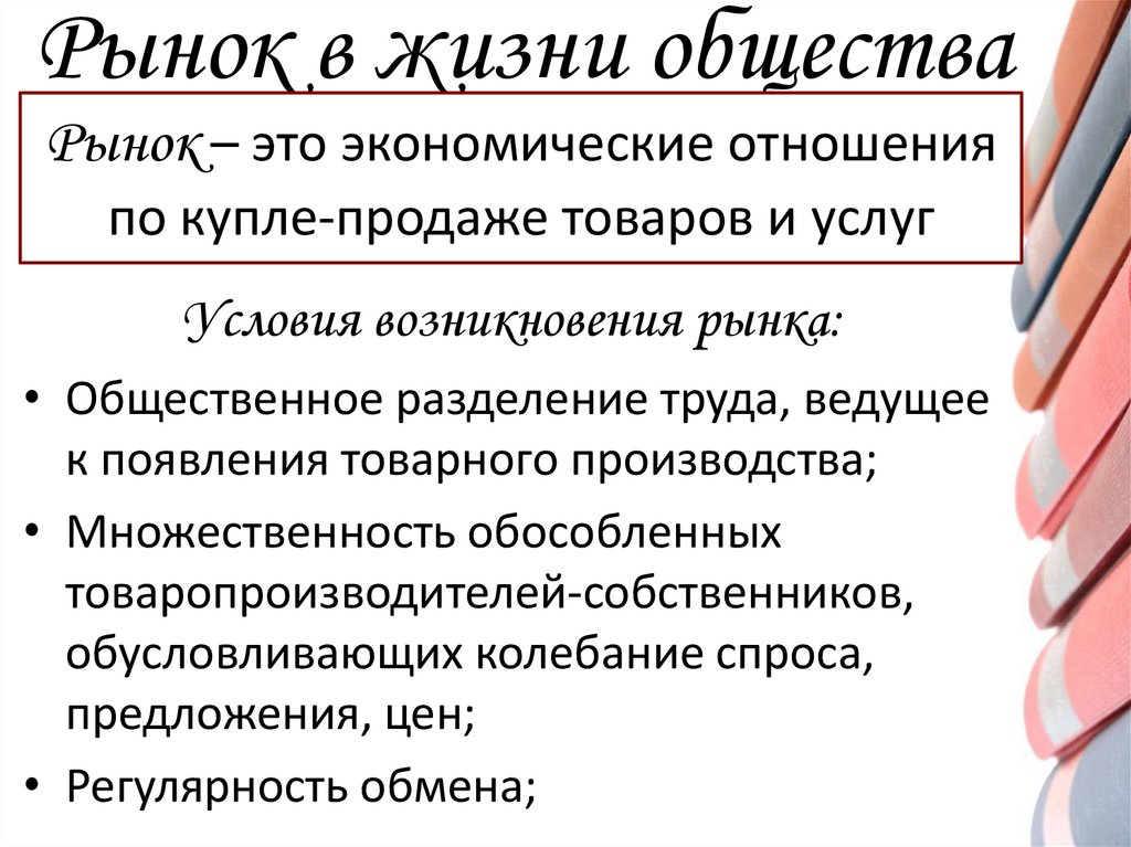 Рынок в жизни общества